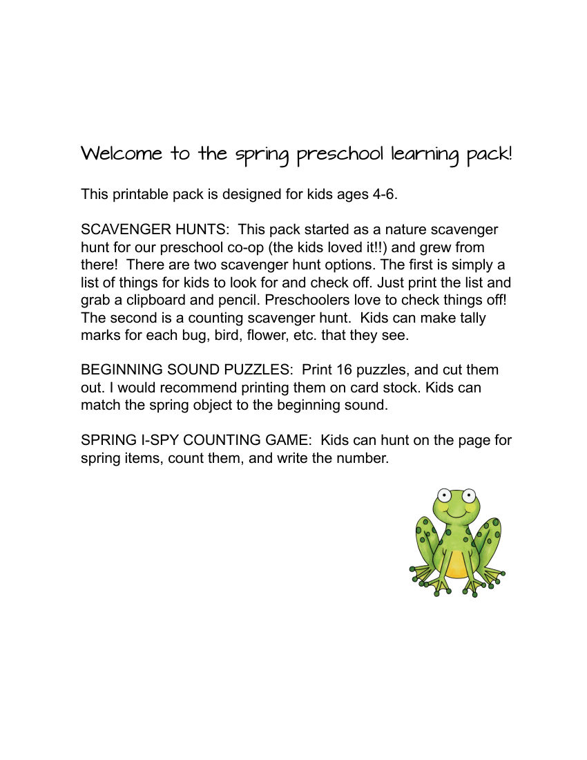 Spring Preschool Activity Book