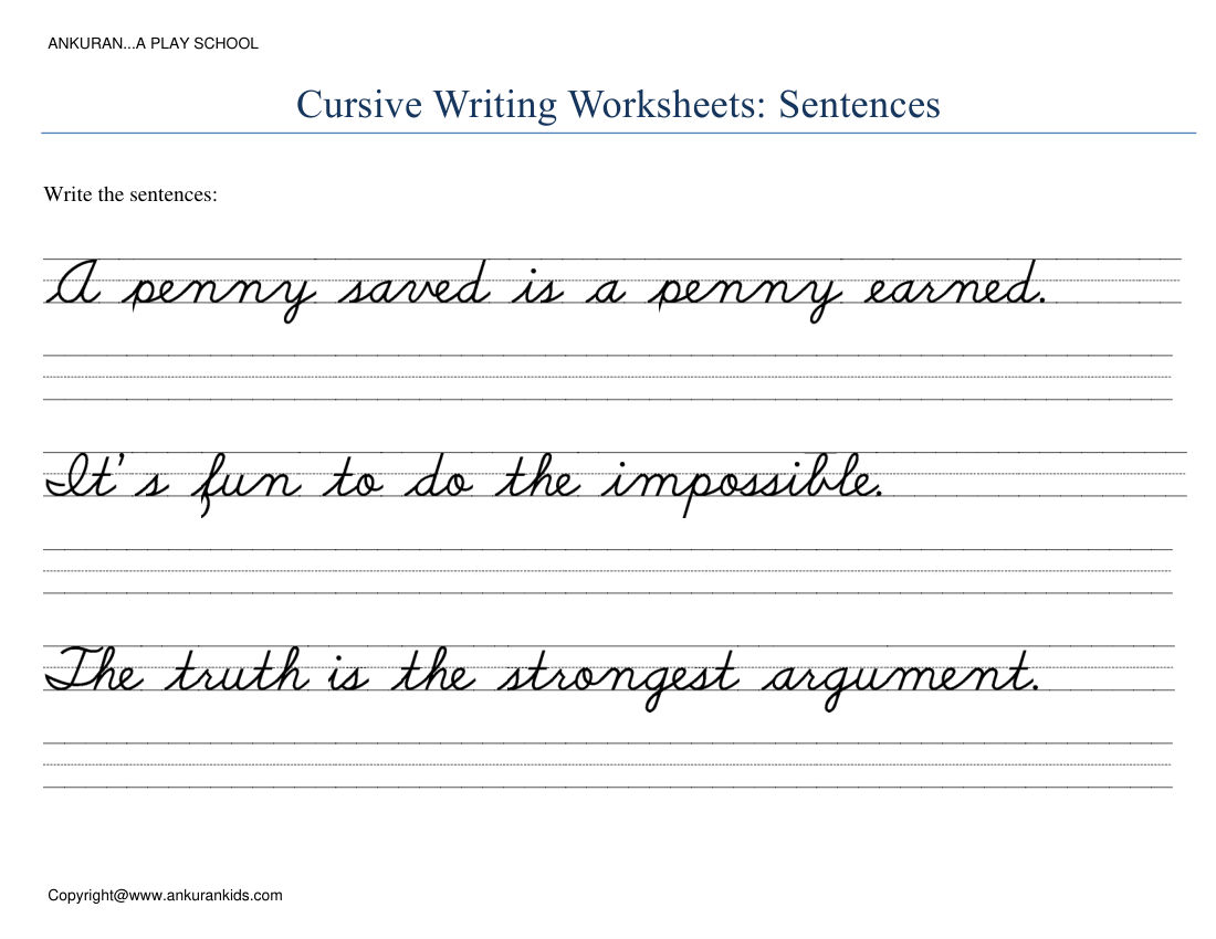Cursive Writing Practice: Sentences