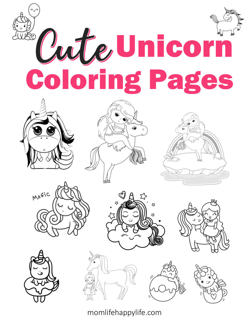 Cute Unicorn Coloring Pages