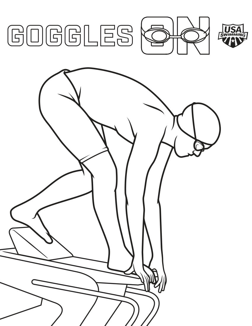 Goggles On Swimming Coloring Book