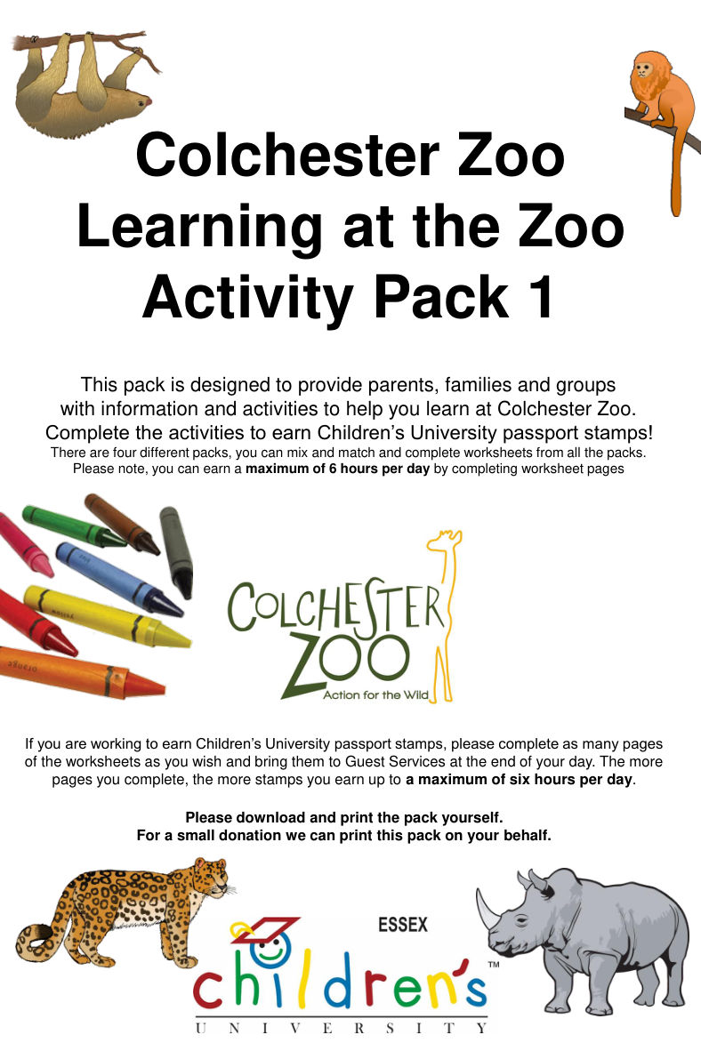 Colchester Zoo Activity Pack
