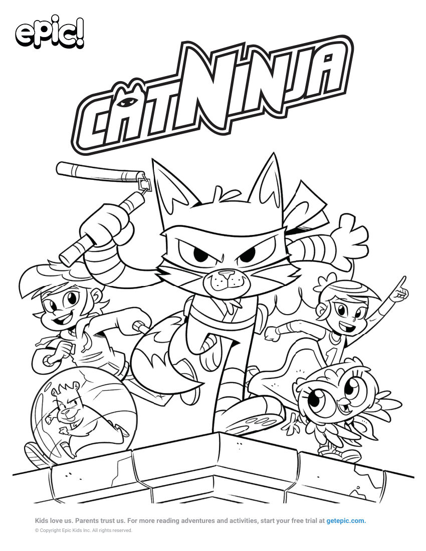 Cat Ninja Coloring And Drawing Pages