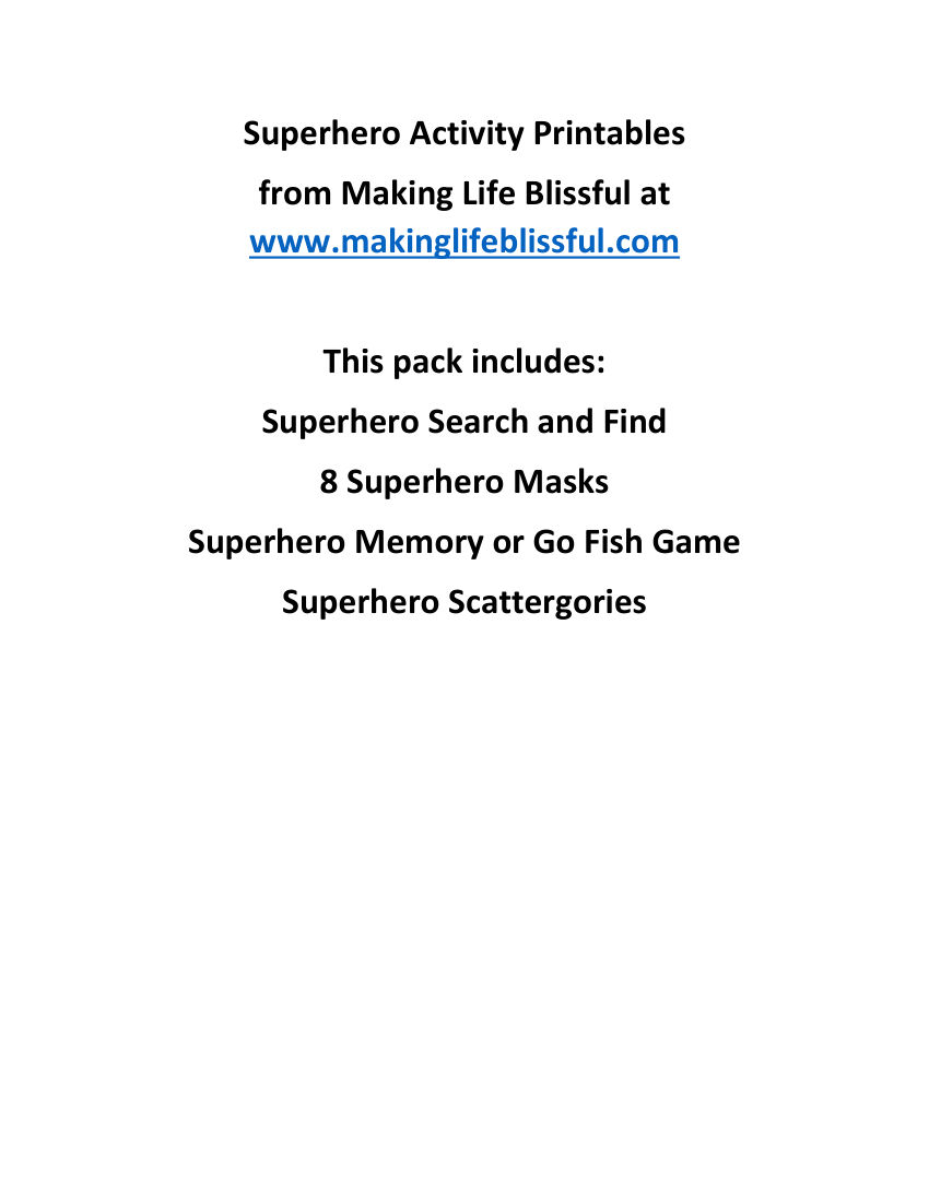 Superhero Activity Pack