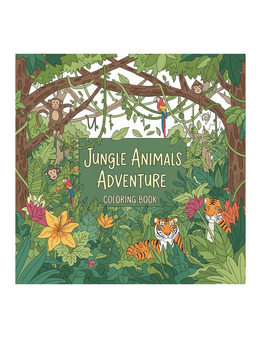Jungle Animals Adventure Coloring Book