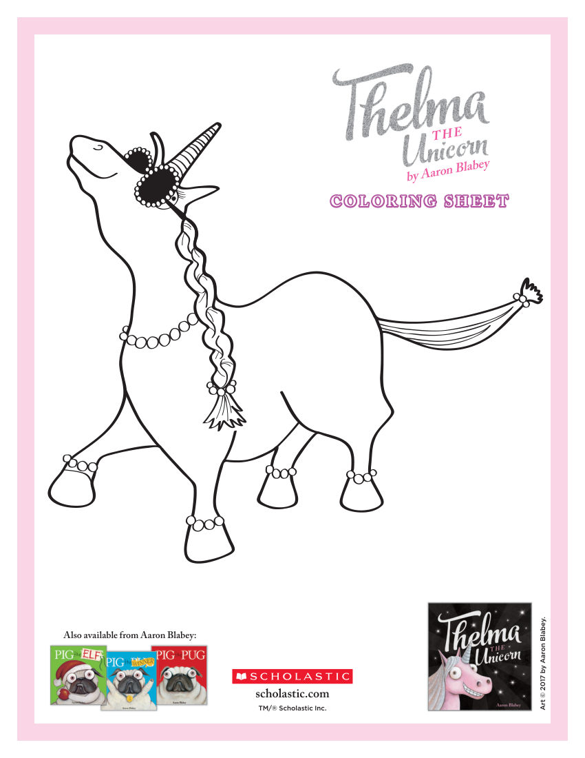 Thelma The Unicorn Activity Sheets