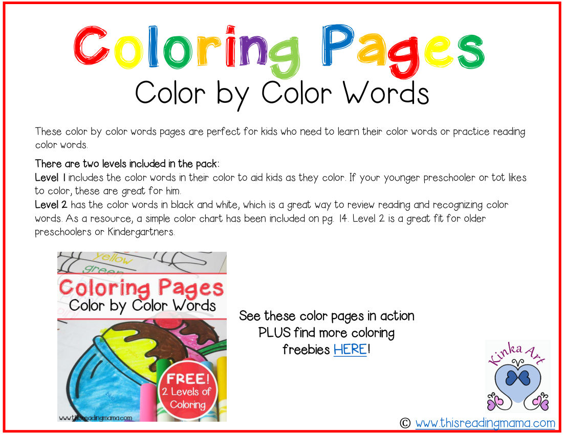 Color By Color Words Coloring Book