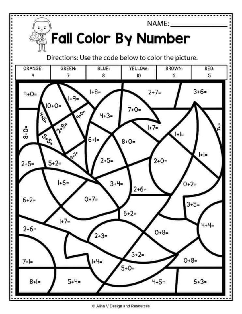 Addition Color By Number Book