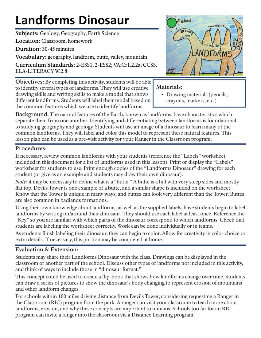 Landforms Dinosaur Activity Book