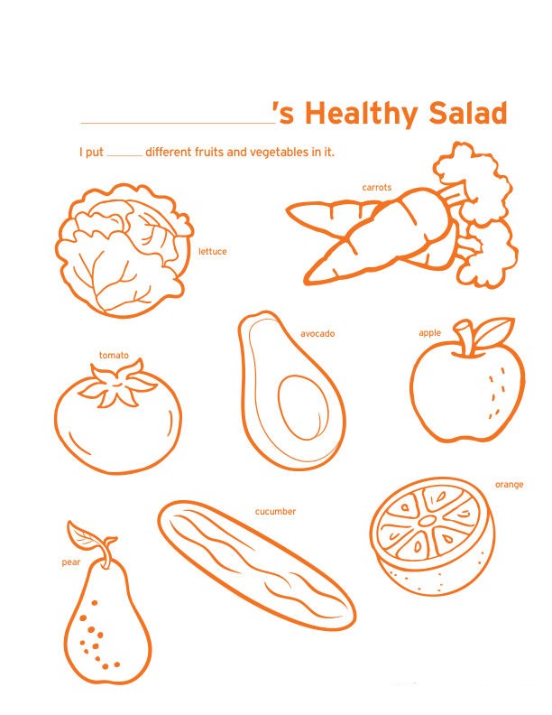 Apple pear orange salad coloring page